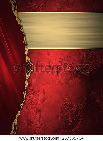 Abstract red background with a gold border on red background with gold ribbon. Design template. Design site