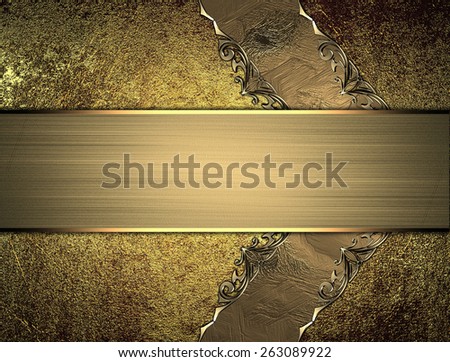 Template for text. Grunge design elements gold plate with a sign and ornament