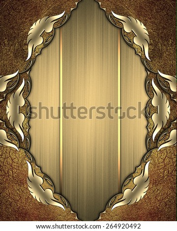 Element for design. Template for design. Gold stripes with frame of gold pattern