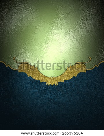 Element for design. Template for design. Abstract green texture with blue element design with gold ornaments