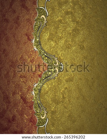 Element for design. Template for design. Red Gold design element with gold ornaments on a yellow background