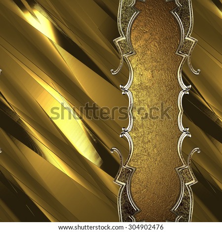 Gold plate with gold trim on yellow grunge background. Element for design. Template for design. copy space for ad brochure or announcement invitation, abstract background