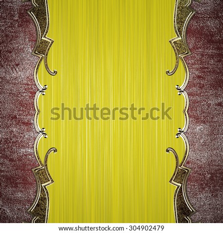Yellow frame with gold trim. Element for design. Template for design. copy space for ad brochure or announcement invitation, abstract background