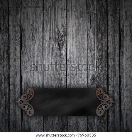 Wood Background with metal black framework
