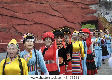 LIJIANG, CHINA - JULY 4:Actors participate in \