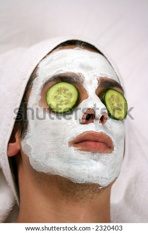 someone having a white cleansing mask