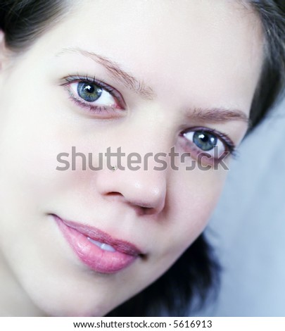 Young woman face, macro,close-up