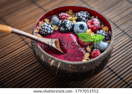 Similar – Image, Stock Photo Acai bowl with berries and seeds