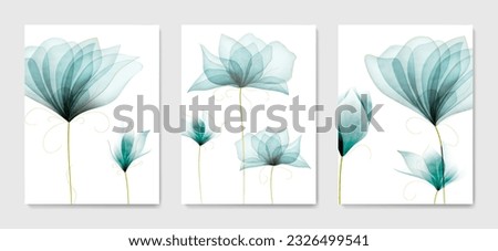 Botanical floral art background hand drawn in transparent watercolor style. Vector set with flowers for decor, print, wallpaper, poster, interior design, packaging.