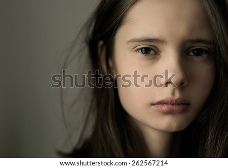 Portrait of sad girl close-up