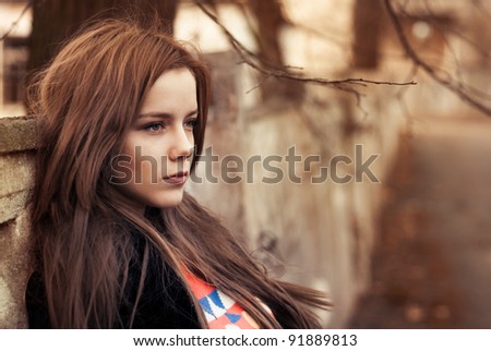 Similar – Image, Stock Photo sadly beautiful Woman