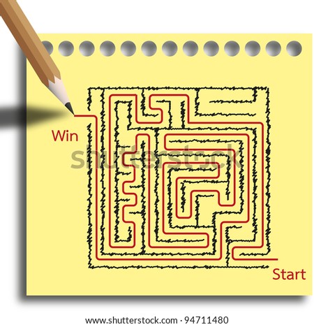 Maze puzzle game step by step you with red line are winner.