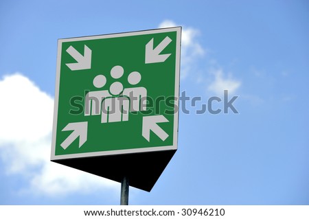Sign for meeting point after an incident