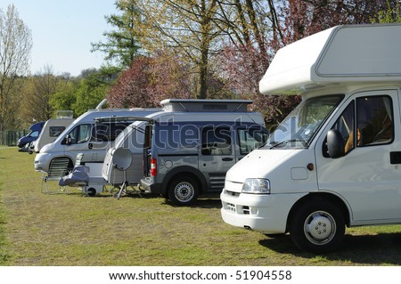 Mobil homes and caravans at a camping