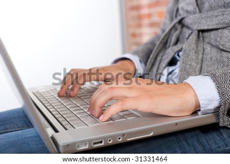 Business woman laptop in modern office