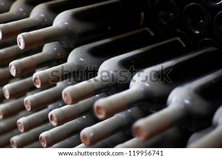 wine bottles in wine cellar