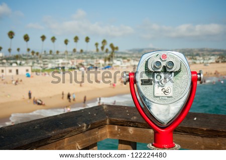 Similar – Image, Stock Photo Coin telescope on a promenade with view into the fog