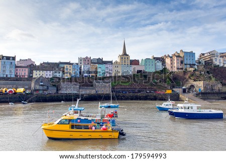 Tenby harbour Pembrokeshire Wales historic Welsh town on west side of Carmarthen Bay with great beaches and history
