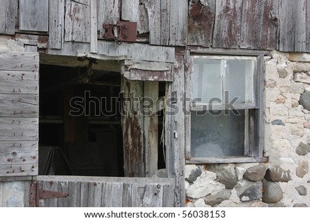old barn door and window