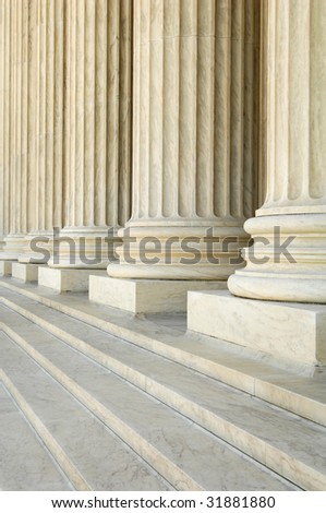 massive stone Corinthian columns at the US Supreme Court