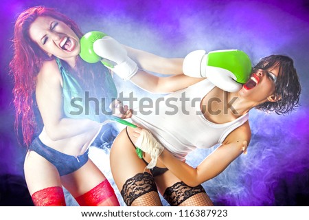 Two woman fighting to death in lingerie. / Woman Ultimate Fight
