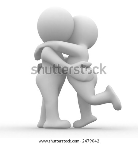 3d Abstract Toons Lovers That Kiss And Hug Stock Photo 2479042 ...