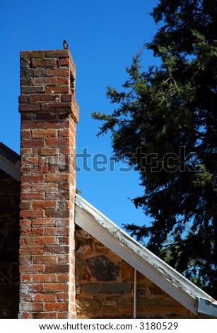 typical australian house detail, brick roof and chimney