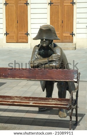 napoleon sculpture in front of french embassy in bratislava, located on main town square