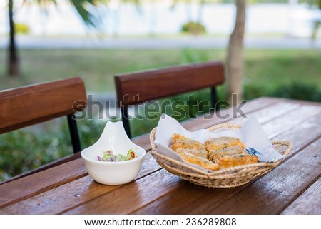 Thailand Food fried pork buns Appetizers, snacks High resolution