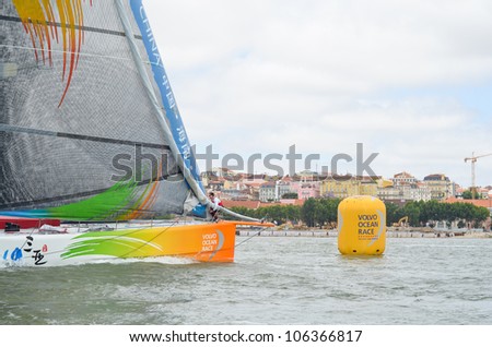 LISBON, PORTUGAL - JUNE 9: Sailing Teams on Volvo Ocean Race - Lisbon StopOver - Harbour Race June 9, 2012 in Lisbon, Portugal