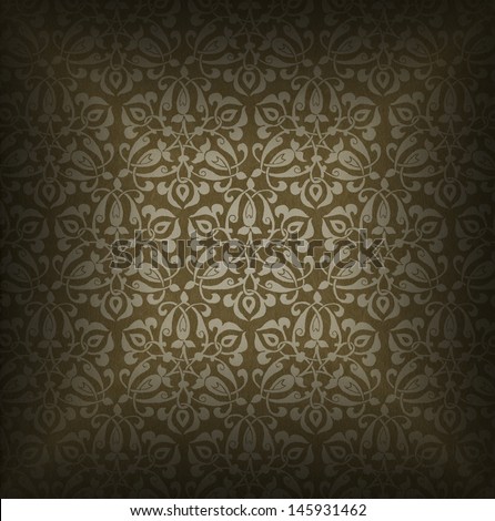 Luxury Brown Floral Background / Background of aged brown velvet and texture with ornate floral seamless