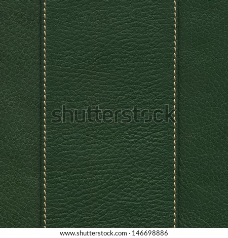 Green Leather with Seams and Edges / Dark green leather with center band and white seams