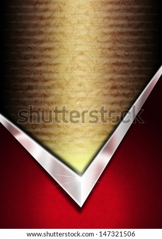 Red Brown and Metal Luxury Floral Background / Brown floral texture with two diagonal metallic bands and red velvet background
