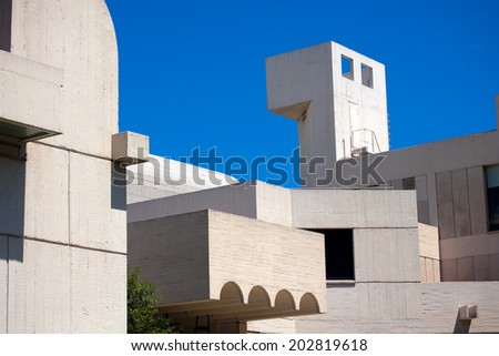 BARCELONA, SPAIN - JUNE 11, 2014: Fundacio Joan Miro - 1975, is a museum of modern art honoring Joan Miro located on the hill called Montjuic in Barcelona, Spain. Architect: Josep Lluis Sert