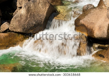 Water Flowing in the Creek / Detail of water flowing over the rocks. Long time exposure