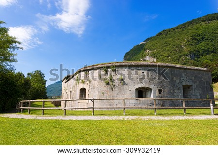 Fort Larino - First World War / Fort Larino (1860) in Lardaro, Trentino, Italy. Austro Hungarian fortress of first world war built in Chiese Valley
