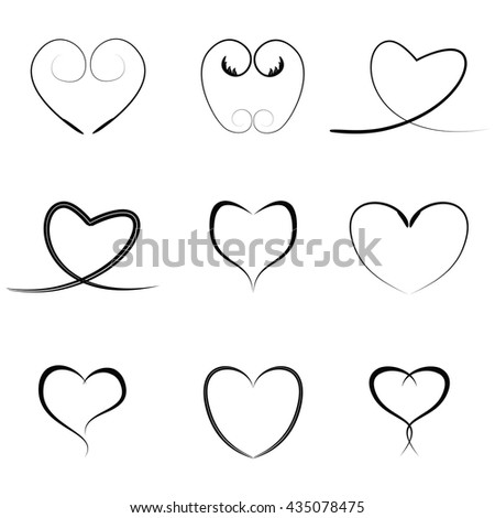 Vector Black Hearts Icons Set - 435078475 : Shutterstock