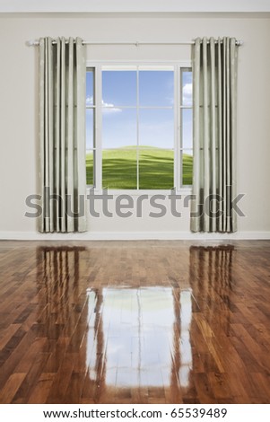view of nice big window with piece of sky seen through