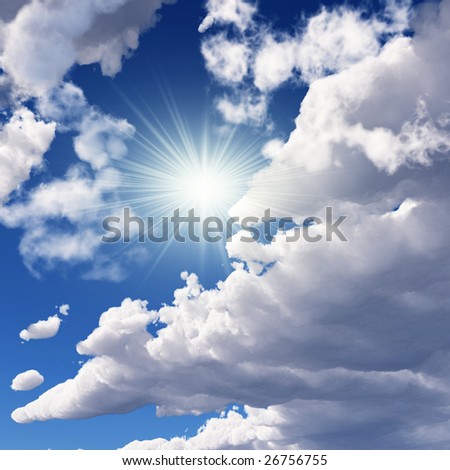 Blue sky with white clouds - digital artwork.