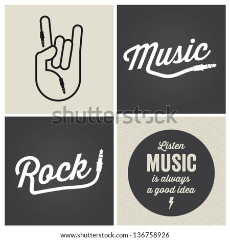 music design elements with font type and illustration vector