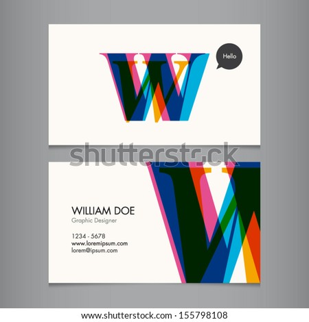 Business card template, letter W