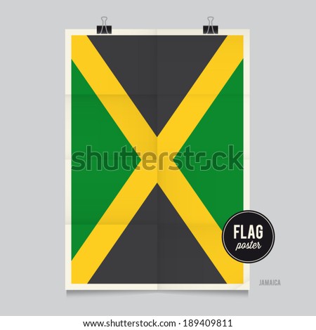 Poster of the Jamaica flag. Vintage folds and shadows effects are editable thanks to different layers.