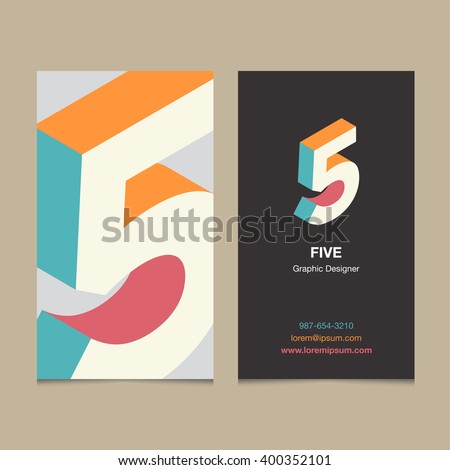 Logo number '5', with business card template. Vector graphic design elements for company logo. 商業照片 © 