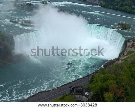 Aerial view of Niagara Falls between US and Canada