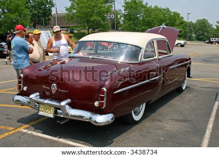 A classic car displayed at a antique car show