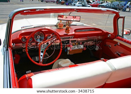 A classic car displayed at a antique car show