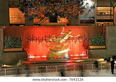 The Christmas decorations in The Rockefeller Center NYC