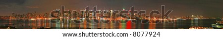 Panorama view of Manhattan skyline at Christmas Eve, New York City - huge file (32 megapixels) for poster-size print