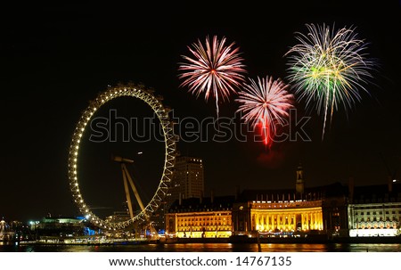 millennium wheel - London Eye with a firework illustration