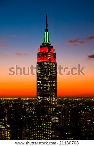 Dec 6, 2005 - New York City The Empire State Building illuminated with Christmas lighting for the Holiday season